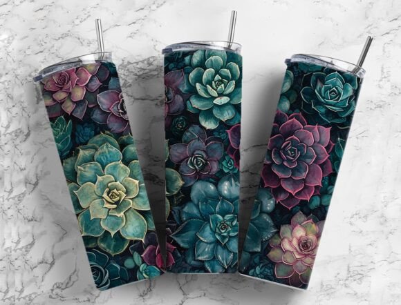 Download Succulent Plants PNG Tumbler Retro Look - Retro look Collection